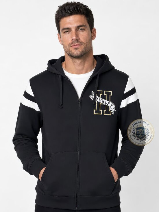 Hurley Other - Hurley Men's Hoodie Sweatshirt University CTN Fleece Jacket Black Size L NEW